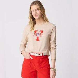 J. CREW Lobster Teddie Sweater in Lobster in Sequin